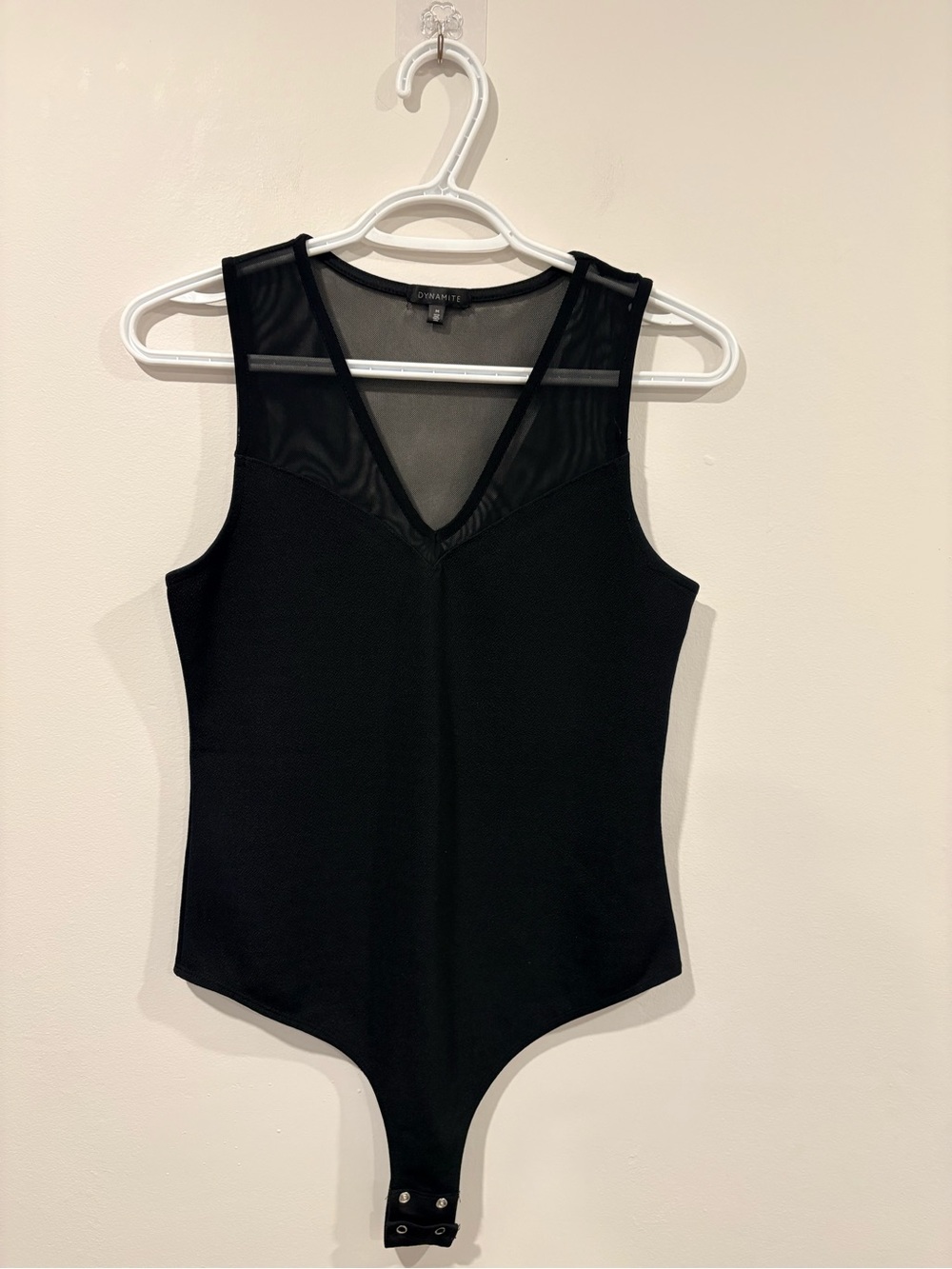 Dynamite Black Mesh V-Neck Bodysuit Size Medium - Picture 2 of 10